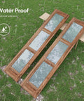 Double 24x84 Inch Glass Barn Doors With 48 Inch Opening, 8 Ft Hardware Kit And Handle Included, 3 Panel Frosted Glass, LVL Wood