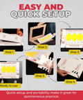 Step-by-step setup of Portable Reusable Archery Paper Tuning Kit With Stand And 12 Replaceable Target Sheets for arrow tuning.