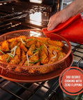 Crisper Basket And Tray Set For Oven And Air Fryer 2 Piece Copper Finish Large Mesh Design For 360 Degree Airflow And Even Crisping