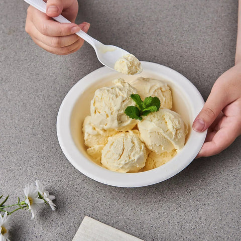 175 Pack 16 Oz Sugarcane Bagasse Soup Bowls Microwave Safe Heavy Duty Disposable For Hot Soups Desserts And Snacks Eco Friendly Compostable Dinnerware with ice cream