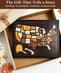 USA Travel Map Puzzle With 50 Removable State Pieces, Double Layer Engraved Wood Wall Art in gift box, 12x10 inch