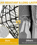 Comparison of tear-resistant netting versus weaker netting for 10x7ft Golf Hitting Net With Side Net And Simulator Cloth Portable Steel Frame Golf Cage For Indoor Outdoor Practice Target Cloth For Realistic Back Yard Swing And Quiet Easy Setup Driving Practice.