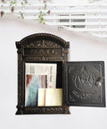 Outdoor Metal Wall Mounted Mailbox With Vintage Cast Iron Locking Look And Old School Charm displaying letters inside