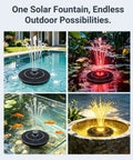 Solar Bird Bath Fountain With LED Lights And Battery Backup No Fuss Floating 6.3 Inch Pump For Pond Garden And Outdoor Decor 9V2W Panel 5 Nozzles Powerful Water Spray Works On Cloudy Days