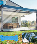 Built Tough 3 By 6 Foot Heavy Duty Clear Vinyl Tarp With Reinforced Grommets 14 Mil Waterproof PVC Shield on a patio enclosure.