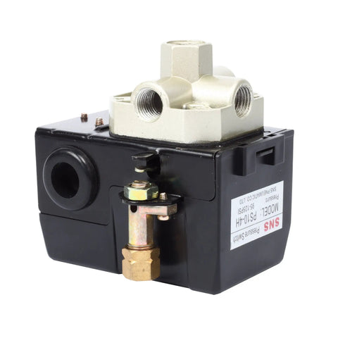 Beefed-Up Pressure Switch For Air Compressor 95-125 Psi Heavy Duty 20 Amp 4-Port Manifold With Quarter Inch NPT Female PS10-4H1 Compatible