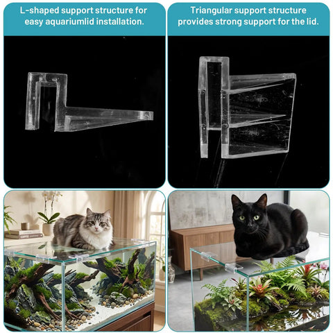 12 Pack Clear Aquarium Lid Clips For Rimless Fish Tanks Hold Your Glass Cover Snug And Square These Durable Plastic Brackets on tanks.