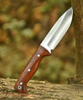 Full Tang Hunting Knife With 10 Inch Overall Length, 5 Inch High Carbon Steel Blade, Rosewood Handle, And Sheath outdoors