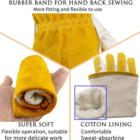 Built To Last Real World MIG And TIG Welding Gloves, Medium, Reinforced Palm Thumb And Index Finger, Seamless Forefinger, Top Grain Cowhide Leather, Ultra Comfort And Flex, 14 Inch For Heavy Duty Protection