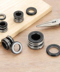 Two Pack Mechanical Seal Kit For Water Pumps, 17mm Inner Diameter And 33mm Outer Diameter Rubber Shaft Seals, Replacement Kit For 0.7 Inch Shaft Pumps, High Temp, Durable Pump Seal Set That Holds Up. Mechanical water pump seals on wood surface