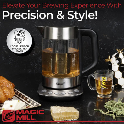 Electric Kettle With Temperature Control And Tea Infuser, 1.7L Large Capacity on kitchen counter setup