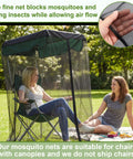 63 Inch Mosquito Net Cover For Canopy Chair With Waterproof Roof And Opening Zipper Heavy Duty Bug Barrier Mesh For Fishing Camping Outdoor Chairs Excludes Chair Fits Most Single Person Canopies, shown installed on a chair outdoors.