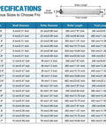 Specifications table for Stainless Steel Conveyor Roller 2 Inch Diameter 16 Inch Length Gravity Transmission Replacement Part