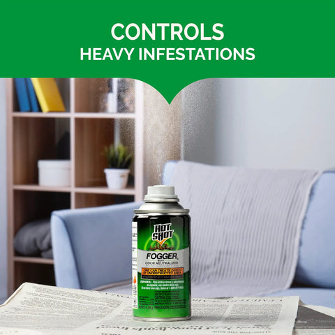 Savage Insect Killer Fogger With Odor Neutralizer eliminating hidden bugs with fine mist in indoor setting.
