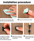 Installation steps for 100 Pieces Adhesive Cable Clips For Wall Under Desk Car Office And Home, strong stick-on wire holders.