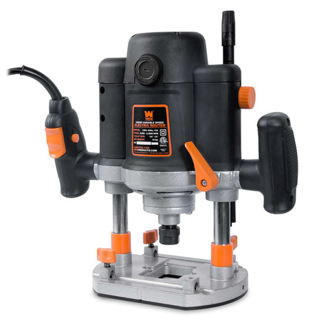 Rock-Solid 15 Amp Variable Speed Plunge Router Kit With Carrying Case And Edge Guide, Soft-Start Motor From 8,000 To 23,000 RPM