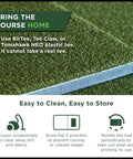 Indoor Golf Hitting Strip Pro Grade Replaceable Mat With Realistic Fairway Feel Teeline Turf That Feels Like Grass Joint Friendly And Durable For Home Practice showing maintenance instructions.