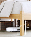 Natural Bamboo King Size Platform Bed Frame With Headboard, 14 Inch Low Profile Build showing leg height measurements