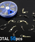 Heavy Duty Fishing Snap Swivels With Barrel Swivel And Safety Snap Lure Connector, 360 Degree Spin For No Twist, Stainless Steel Copper Build, Pro Grade Strength, Wear Resistant, Corrosion Resistant Gear For Freshwater And Saltwater 50 pcs in case