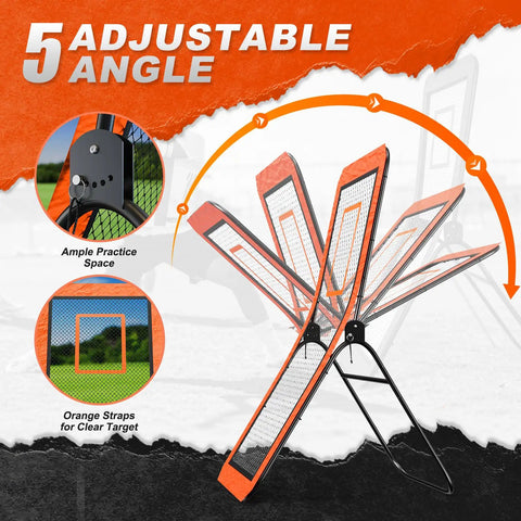 Backyard Lacrosse Rebounder Net 4 By 7 Ft Adjustable With Five Angles And Target Stripe, Durable Multi Sport Practice Tool