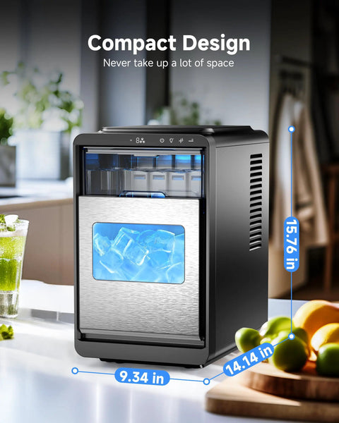 Crescent Ice Maker Countertop With Self Cleaning And Timer Delivers 16 Crystal Clear Crescent Ice In Just 12 Minutes 35 Lbs Per Day Party Ready For Home Office Or Party black compact design countertop