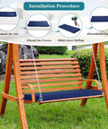 Outdoor Bench Cushions 48 By 18 Inch Thick Waterproof Porch Swing Cushions With Ties Navy for patio swing installation guide