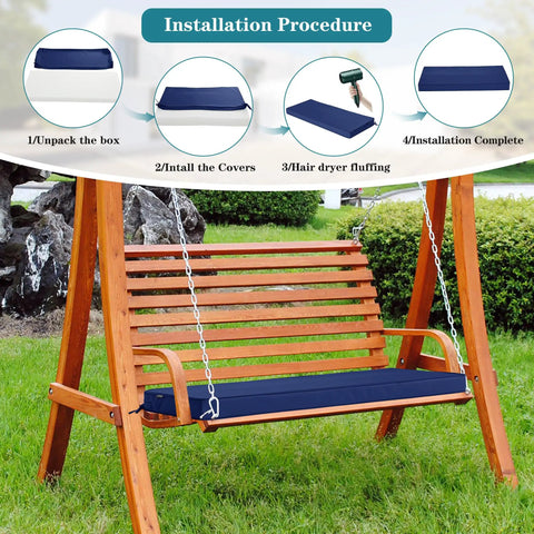 Outdoor Bench Cushions 48 By 18 Inch Thick Waterproof Porch Swing Cushions With Ties Navy for patio swing installation guide