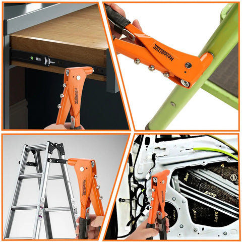 Heavy Duty Professional Rivet Gun Kit With 200 Aluminum Pop Rivets And 4 Drill Bits for versatile DIY fastening tasks.