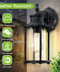 Two Pack Outdoor Wall Lights For Porch Patio And Garage 12.5 Inch Exterior Waterproof Fixtures In Matte Black With E26 Socket