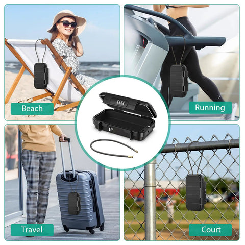 Portable Safe Box With 4 Digit Combination Lock Travel Security Case for beach and car with large capacity images