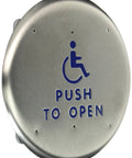 Round Stainless Steel Plate Actuator For Door Closers With Push To Open, Handicap ADA Logo Ready, Easy Install And Program, Durable Japanese Made Door Hardware