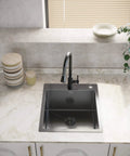 18 X 18 Inch Dope Drop-In Topmount Kitchen Sink With 16 Gauge Stainless Steel PVD Gunmetal Finish NanoTek Single Bowl