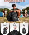 Boy packing All Season Sleeping Bag For Adults And Kids Waterproof And Lightweight Compact Camping Gear For Hiking and Travel
