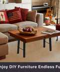 Living room with coffee table using Beefy Heavy Duty 16 Inch Metal Table And Bench Legs Set Of 2 Black Powder Coated Steel Supports.