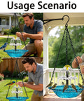 Solar Bird Bath Fountain With Hanging Cascade Water Bowl And Pump Outdoor Garden Decor For Hummingbirds Easy Sun Powered Water Feature That Runs On Direct Sunlight No Batteries Needed Blue