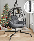 Cozy Hanging Egg Chair With Stand For Indoor Outdoor Use Wicker Rattan Swing Hammock With Thick Cushion in living room