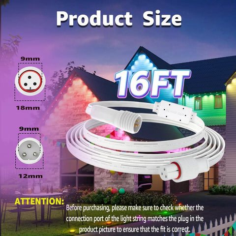 Heavy Duty 16 Foot Signal Booster Extension Cable For Outdoor LED Strip Lights IP68 Waterproof 3 Pin Driver Module Adapter with connections.