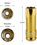Half Inch Impact Drive Thin Wall Socket 19mm And Three Quarter Inch Gold Finish Built Tough With Chrome Molybdenum Sleeve and Sizes