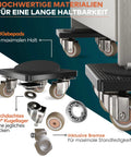 Premium Heavy Duty Furniture Mover Set With Locking Castors showing 360-degree ball bearing wheels and EVA pads for safe gliding.