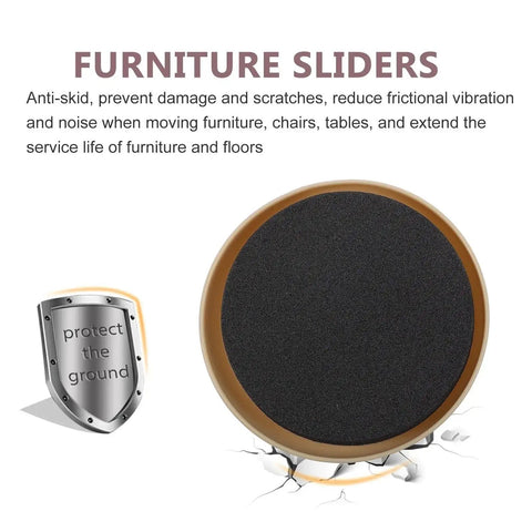 Heavy Duty Furniture Sliders For Hardwood Floors And Carpets 100 Pack Eva Moving Pads, black round slider on cracked ground.