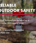 Person holding Frontiersman Bear Horn, part of Frontiersman Max 9.2 oz Bear and Mountain Lion Deterrent With Two Percent Major Capsaicinoids, 40 Ft Range, Glow in the Dark Safety Kit, Includes Frontiersman Bear Horn, EPA Approved Protection From Bears and Big Cats.