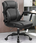 Leather Office Chair With PU Leather, Ergonomic Back Support, 360 Degree Swivel, Rolling Wheels, Adjustable Armrests in office