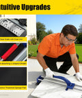 31 Inch Heavy Duty Manual Tile Cutter With Reinforced Tungsten Wheel Cuts Porcelain And Ceramic Floors Straight As An Arrow No Sweat On The Job Site Pro Grade Contractor Tools For Fast Renos in use with clear scale and sponge pad.