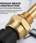 Plug And Play Drop In Coolant Temperature Sensor For Engine Ect Temp Sensor Replacement, Delphi Gold Compatible OEM 15369305 1341856 55199579 2112-3851010, Fits Buick Camaro Silverado Suburban Tahoe Express Yukon And More, brass close-up