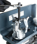Beefy Built Tough Gear Puller Set 3 Jaw 4 Piece With 3 4 6 And 8 Inch Reversible Pullers in use during auto repair, mounted on tool box.