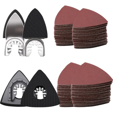 114 Pcs Pro Grade Oscillating Tool Sanding Pads Kit With 2 Triangular Pads And 2 Finger Pads 110 Pcs Sandpaper Grit From 60 To 240
