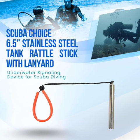 Six Point Five Inch Stainless Steel Tank Rattle Signal Device With Lanyard For Scuba Diving Underwater Buddy Alert Tool To Get Attention Durable Silver Dive Gear Accessory For Safe Communication