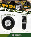 Durable 10 Inch Flat Free Solid Tire And Wheel Bundle Featuring Adjustable Hub Adaptors And 5 8 Bearing Bore for carts and dollies.