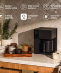 Aiden Precision Coffee Maker With Thermal Carafe 10 Cup Programmable Drip Coffee Machine For Single Serve And Batch Brew Adjustable Brew Strength Removable Water Tank Matte Black on kitchen counter
