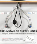 Pre-installed supply lines for Sleek High Arc Kitchen Faucet With Pull Down Sprayer And Slick Brushed Nickel Finish.